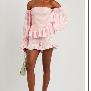 Sleeper size S gingham pink shorts set